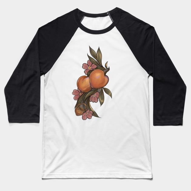 Neo traditional Georgia peach Baseball T-Shirt by Verre